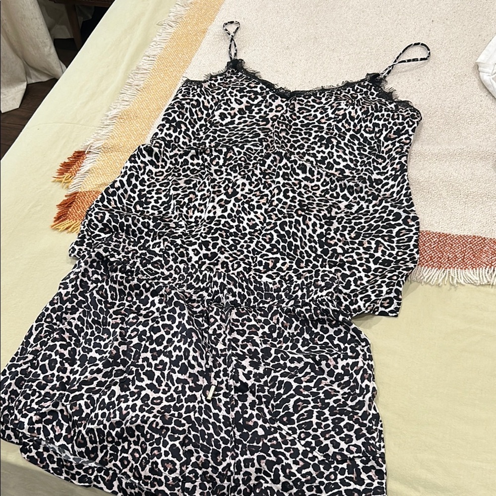 Leopard Print pajama Cami and Shorts Set